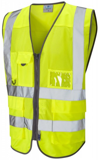 Leo Cobbaton Coolviz Superior Waistcoat Hi-Vis Yellow - Работно облекло - мъжки работно облекло големи размери