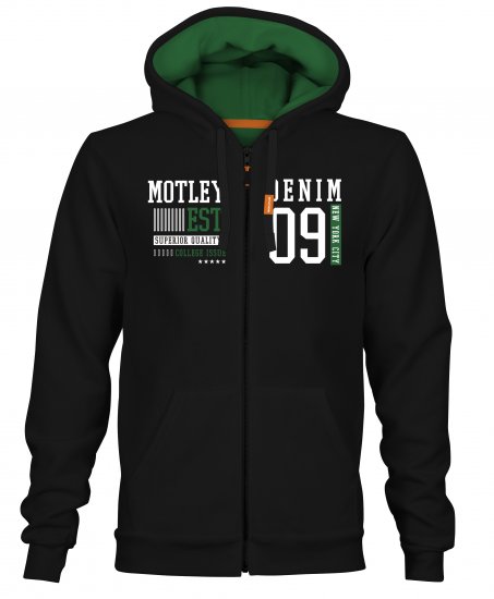 Motley Denim Woking Hoodie Black - Суичъри & cуичъри с качулка - мъжки суичъри големи размери