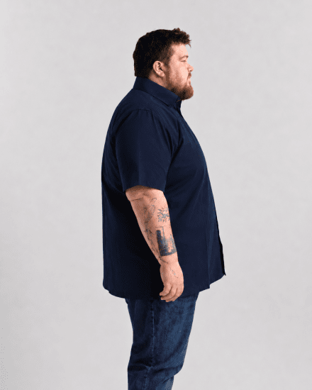 Motley Denim Zagreb Риза с къс ръкав Тъмносин - Ризи - мъжки ризи големи размери